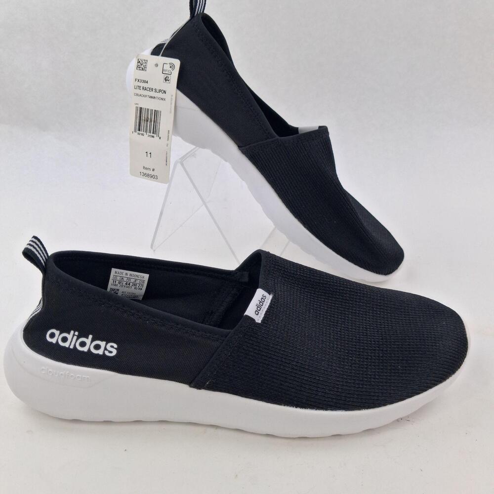 Adidas Lite Racer Slip-On Shoes Womens Size 11 Black Cloudfoam FX3304 Sneakers